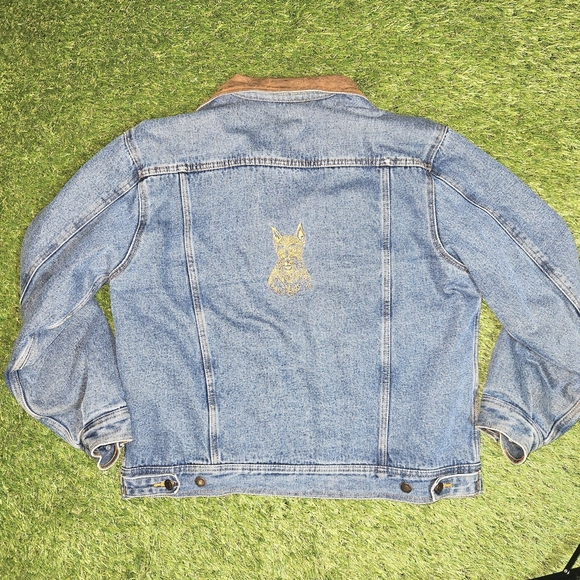 Denim Jean Jacket with Tan Collar Vintage 2000's - Picture 3 of 12